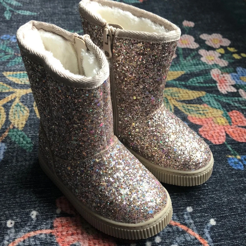 Cat & Jack Gold Glitter Toddler Pip Boots, Size 6